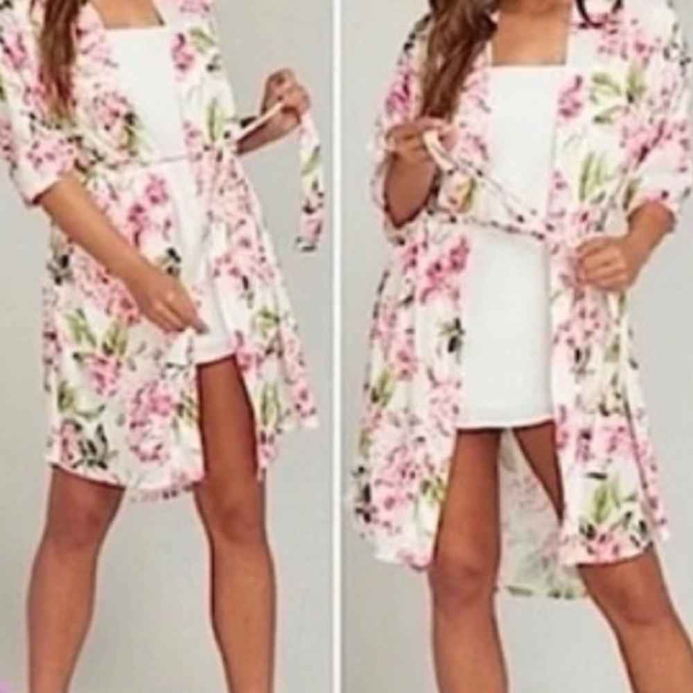 MuMu Pink Rose Kimono Robe One Size - Picture 3 of 9